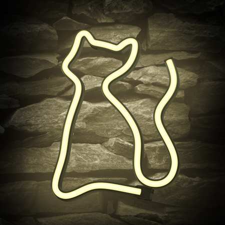 Forever Light neon LED KOT ciepły biały Bat + USB FLNEO3