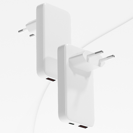 QUALO ładowarka sieciowa GaNultra slim USB-A USB-C PD 45W biała QLS-GN-US-AC-45-00