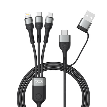 XO kabel NB254 6w1 USB - USB-C + USB-C + microUSB + Lightning 1,2m czarny