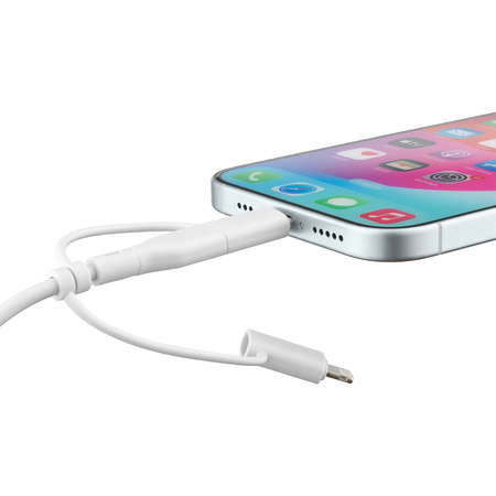 QUALO Recycling kabel 3w1 USB-C - USB-A adapter microUSB + Lightning 1,5m 3A biały QRC-CA+M+L-00