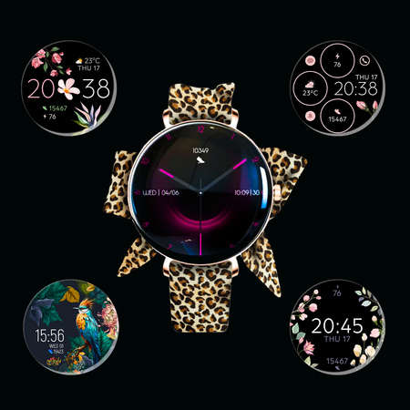 Forever Smartwatch SB-370 Lucca Różowe Złoto - Pasek w panterkę