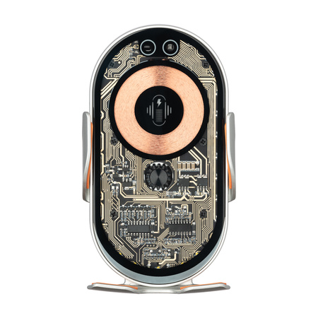 QUALO Transparent uchwyt samochodowy do kratki z ładowaniem indukcyjnym 15W szary QTUS-K-15-18