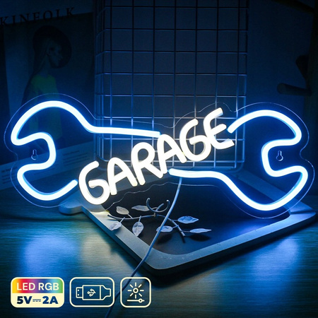 Neon PLEXI LED GARAGE błękit biały NNE22 Neolia