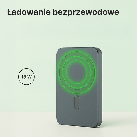 QUALO Recycling power bank 5000 mAh 20W srebrny QRPB-20-07