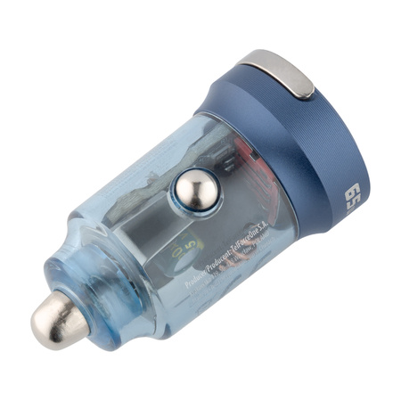 QUALO Transparent ładowarka samochodowa USB-A USB-C aluminiowa 65W QTLS-AC-A-65