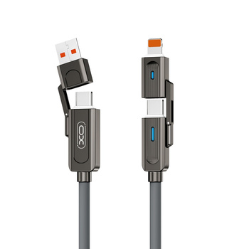 XO kabel NB275 4w1 USB-C - Lightning + USB - USB-C 60W 1,0m szary