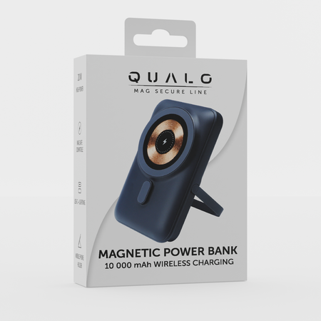 QUALO MagSafe power bank 10000 mAh z LED i podstawką czarny QMPB5-LD-01