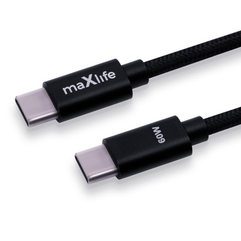 Maxlife kabel MXUC-12 USB-C - USB-C 1,0 m 60W czarny