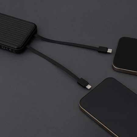Maxlife power bank z wbudowanymi kablami MXPB-06 PD QC 22,5W 10000 mAh czarny