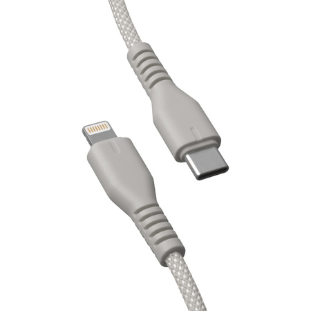 QUALO kabel nylonowy USB-C - Lightning 1,5m 2,4A szary QKN-CL-18