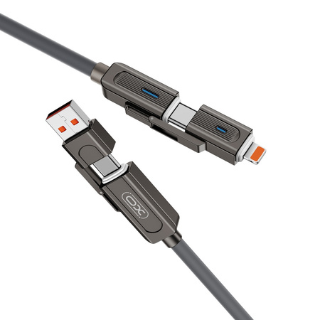 XO kabel NB275 4w1 USB-C - Lightning + USB - USB-C 60W 1,0m szary