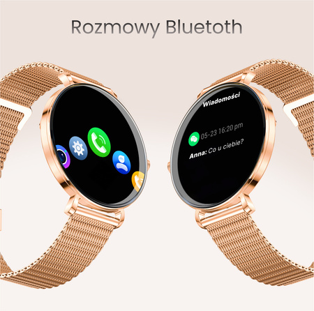 Forever Smartwatch SB-370 Lucca Różowe Złoto - Łaciaty Pasek