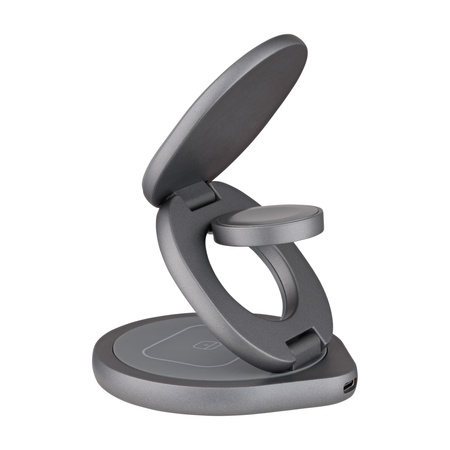 QUALO MagSafe Ładowarka indukcyjna z funkcją uchwytu 24W szara QMLI-24-18