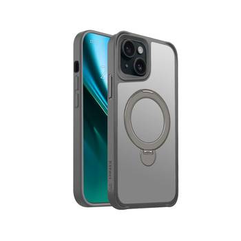Etui Etteri Matt Mag Ring do iPhone 15 6,1" szare