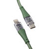 QUALO Transparent kabel nylonowy USB-C - Lightning 1,5m 2,4A zielony QTCN-CL-04