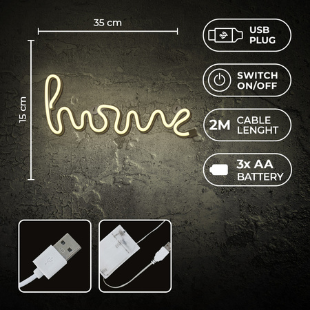 Forever Light neon LED HOME biały ciepły Bat + USB FLNE21
