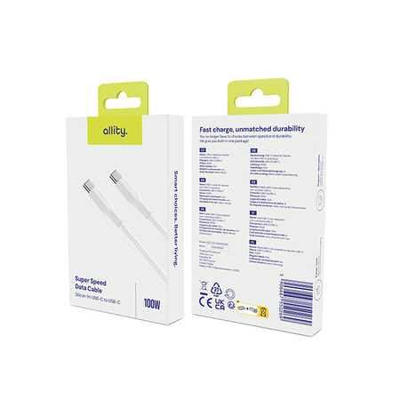 Allity kabel AUC-02 USB-C - USB-C 1,0 m 100W biały