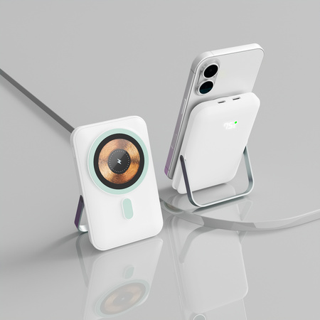 QUALO MagSafe power bank 10000 mAh z LED i podstawką biały QMPB5-LD-00