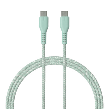 QUALO kabel nylonowy USB-C - USB-C 1,5m 3A 60W miętowy QKN-CC-21