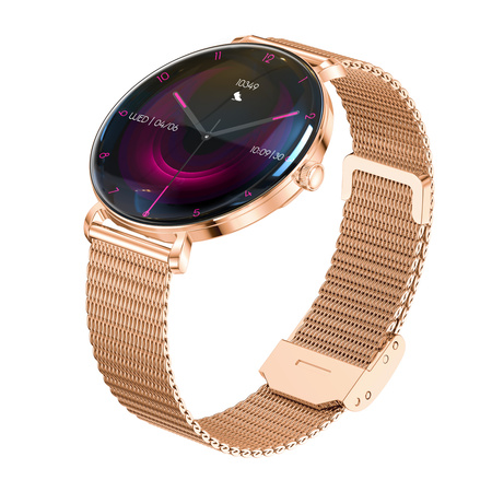 Forever Smartwatch SB-370 Lucca Różowe Złoto - Łaciaty Pasek