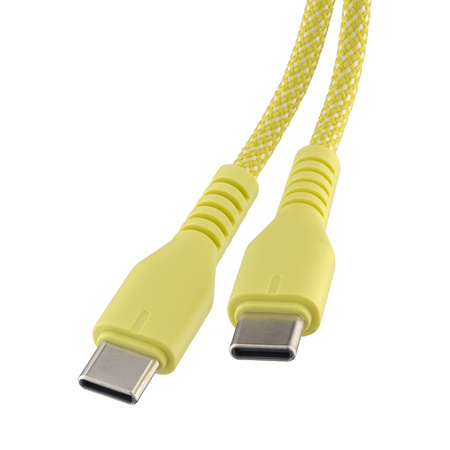 QUALO kabel nylonowy USB-C - USB-C 1,5m 3A 60W żółty QKN-CC-05