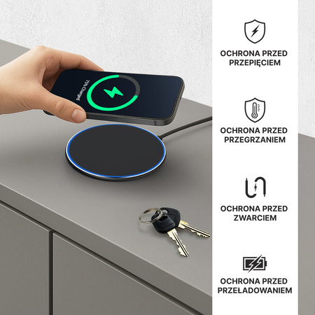 QUALO ładowarka indukcyjna 20W matowa czarna QLI-M-20W-01