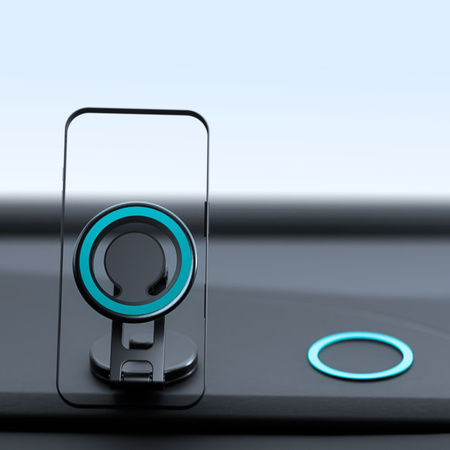 QUALO uchwyt samochodowy magnetyczny na szybę round czarny QUS-S-R-01