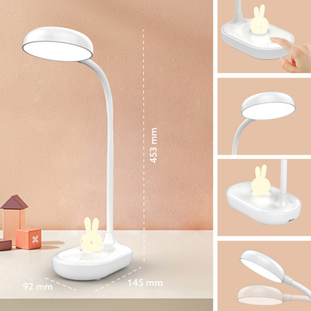 Lampa biurkowa LED 4,5W ze świecącym króliczkiem FLB-30 biała Forever Light