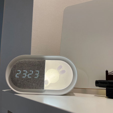 Budzik z nocnym króliczkiem LED PURE FNL-05 INGRID biały podłużny Forever Light