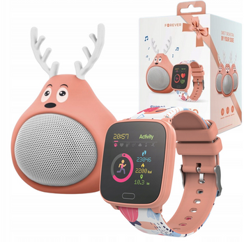Zestaw Forever smartwatch IGO JW-100 + Głośnik Sweet Animal Deer ABS-100 pomarańczowy