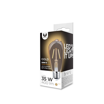 Żarówka LED Filament E27 ST64 4W 230V 2200K 400lm COG złota Forever Light