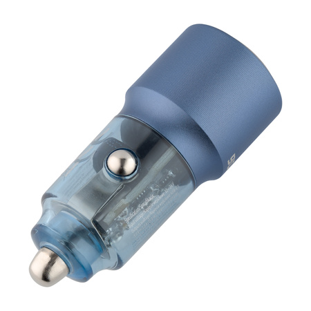 QUALO Transparent ładowarka samochodowa 2x USB-C aluminiowa 90W QTLS-AC-A-90