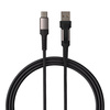 QUALO kabel silicon 2w1 USB-C - USB-C + USB-A  1,2m 3A czarny QKN-2w1-CCA-01