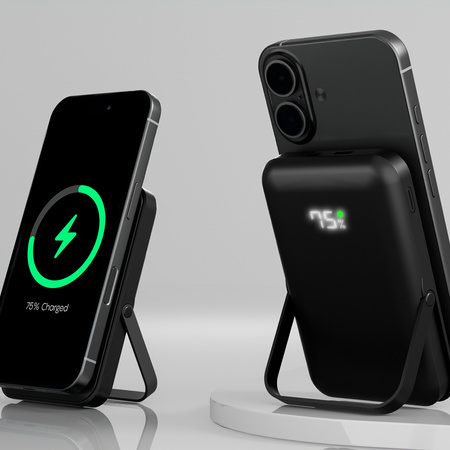 QUALO MagSafe power bank 10000 mAh z LED i podstawką czarny QMPB5-LD-01