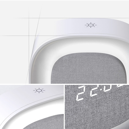 Budzik z nocną lampką LED PURE FNL-03 BJORN biały kwadratowy Forever Light