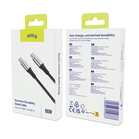 Allity kabel AUC-01 USB-C - USB-C 1,0 m 100W czarny