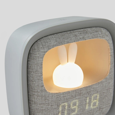 Budzik z nocnym króliczkiem LED PURE FNL-06 AURORA biały kwadratowy Forever Light