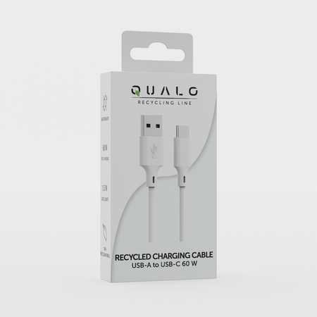 QUALO Recycling kabel USB-A - USB-C 1,5m 3A 60W biały QRC-AC-00