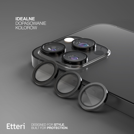 Etteri Camera Lens Protector szkło na aparat do iPhone 15 Pro / 15 Pro Max czarny