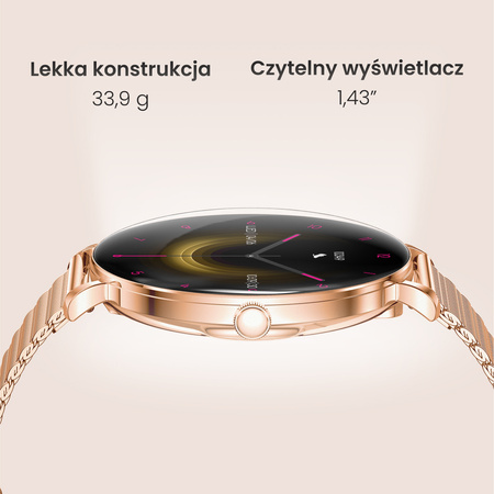 Forever Smartwatch SB-370 Lucca Różowe Złoto - Pasek w panterkę