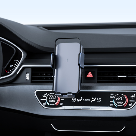 QUALO uchwyt samochodowy do kratki z panelem solarnym czarny QUS-K-PS-01