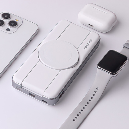 Forever power bank bezprzewodowy MATB-300 10000 mAh 3w1 biały