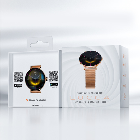 Forever Smartwatch SB-370 Lucca Różowe Złoto - Pasek w panterkę