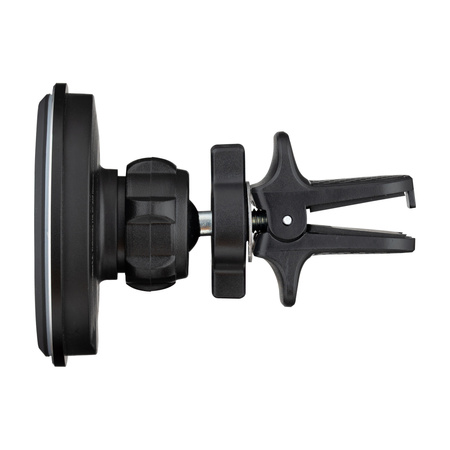 QUALO MagSafe uchwyt samochodowy do kratki z ładowaniem indukcyjnym oval LED czarny QMUS-KO-LD-01