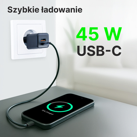 QUALO ładowarka sieciowa Nano PD 45W USB-C USB-A QLSN-CA-45-01