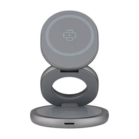 QUALO MagSafe Ładowarka indukcyjna z funkcją uchwytu 24W szara QMLI-24-18