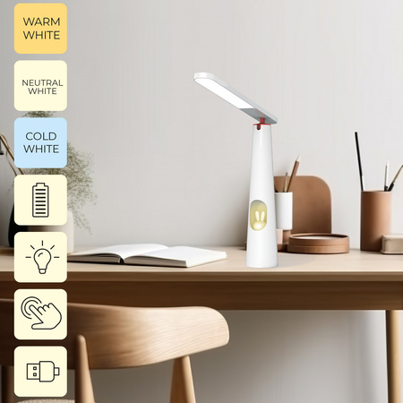 Lampa biurkowa LED 7,5W ze świecącym króliczkiem FLB-150 biała Forever Light