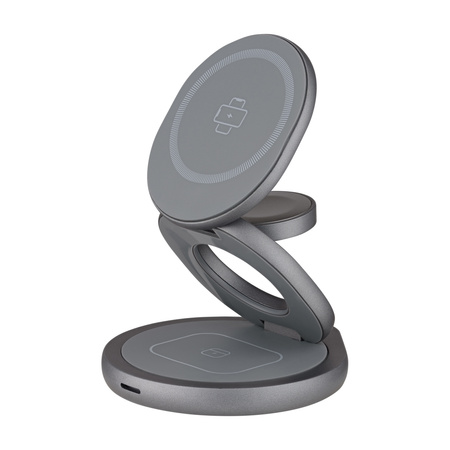 QUALO MagSafe Ładowarka indukcyjna z funkcją uchwytu 24W szara QMLI-24-18