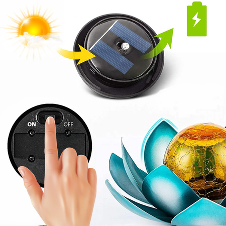 Lampa solarna LED SUNARI FLS-70 Kwiat Lotosu niebieski 3000K 600mAh Ni-MH Forever Light