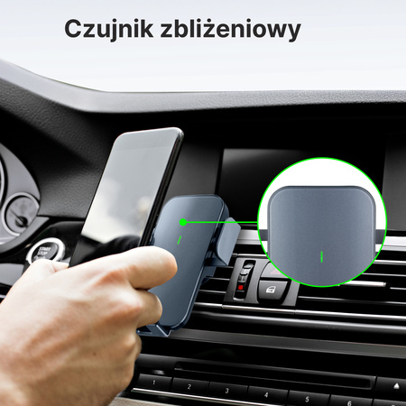 QUALO uchwyt samochodowy do kratki z panelem solarnym czarny QUS-K-PS-01